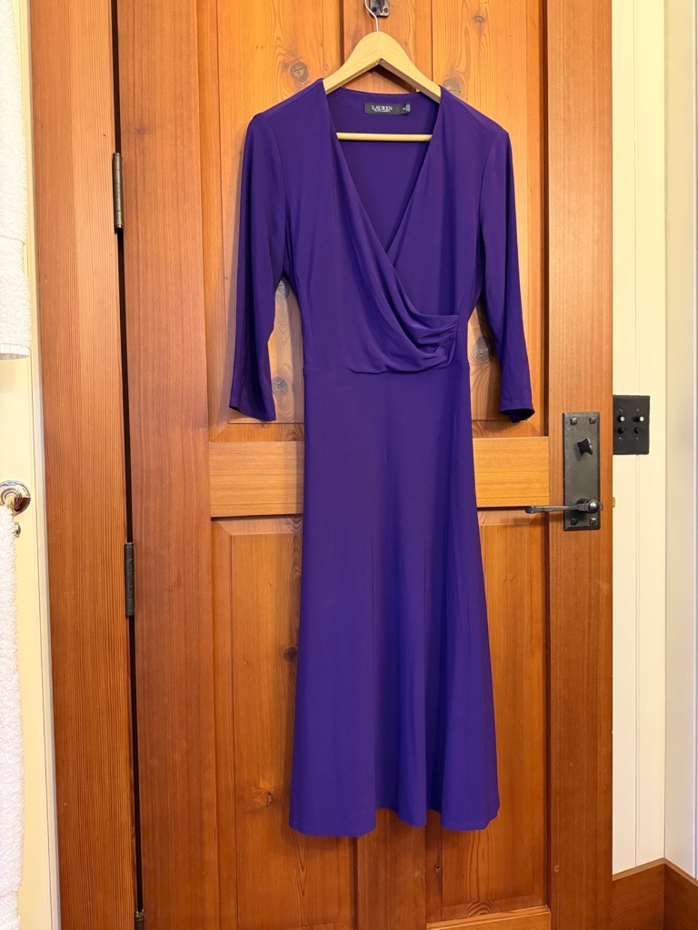 Lauren Ralph Lauren Deep Purple Wrap-Front Midi Dress